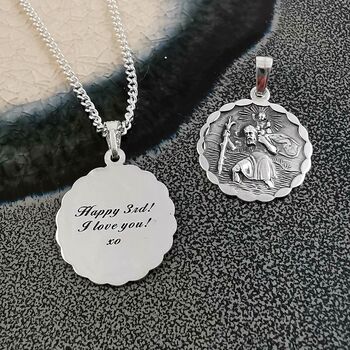 Ellipse Border St Christopher Personalised Necklace, 7 of 12