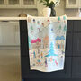 Christmas Village Linen Tea Towel, thumbnail 1 of 2