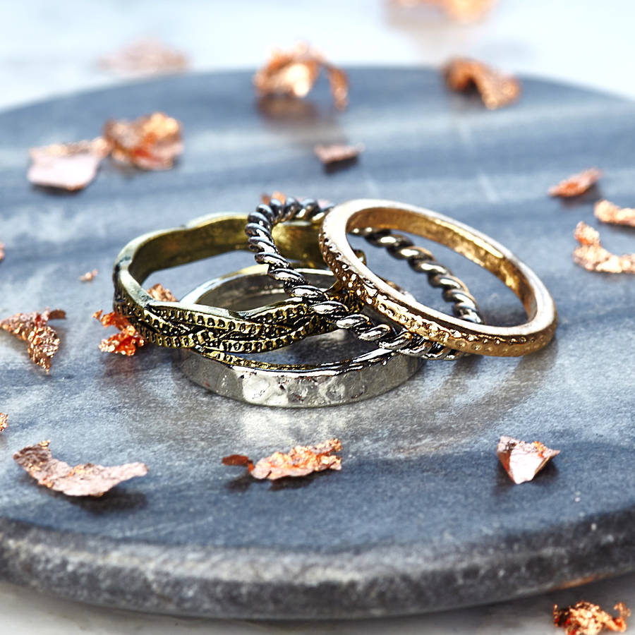 mixed metal stacking ring set by junk jewels