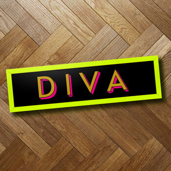 Diva Neon Print Framed | Sign | Gallery Wall | Wall Art, 3 of 6