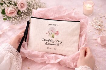 Personalised Bride Wedding Essentials Bag, Bridal Day, 3 of 4
