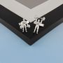 Weightlifter Cufflinks In Sterling Silver, thumbnail 1 of 2