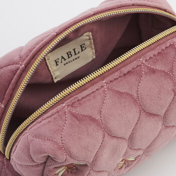 Embroidered Bee Cosmetic Pouch In Rose Pink, 6 of 7