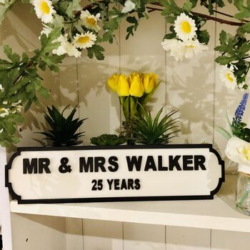 Personalised Wedding Anniversary Name Wooden Roadsign, 6 of 12