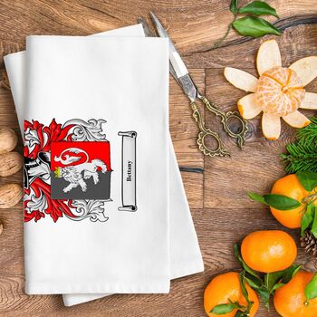 Tea Towel Personalised With Coat Of Arms In Full Colour, 3 of 7