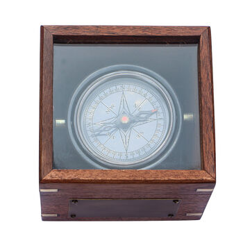 Personalised Glass Lid Gimbal Compass With Bronze Plaque, 2 of 10