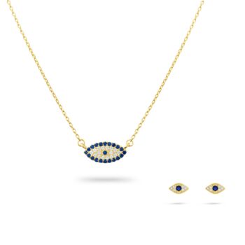 Blue Lucky Evil Eye Necklace And Earrings Set, 7 of 7