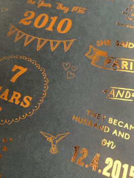 7th Copper Anniversary 'Story Of Us' Foiled Print, 9 of 11