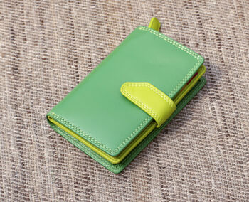 Green Multi Colour Leather Purse Wallet Rfid, 4 of 10