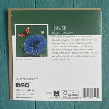 Cornflower And Butterfly Botanical Embossed Card, 2 of 2