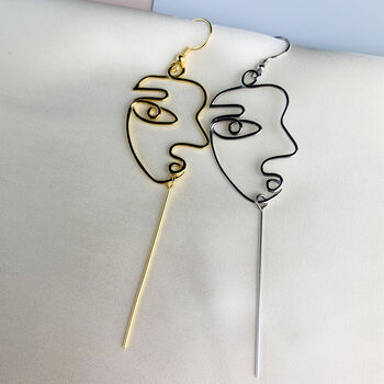Sterling Silver Abstract Face Dangle Earrings, 4 of 6