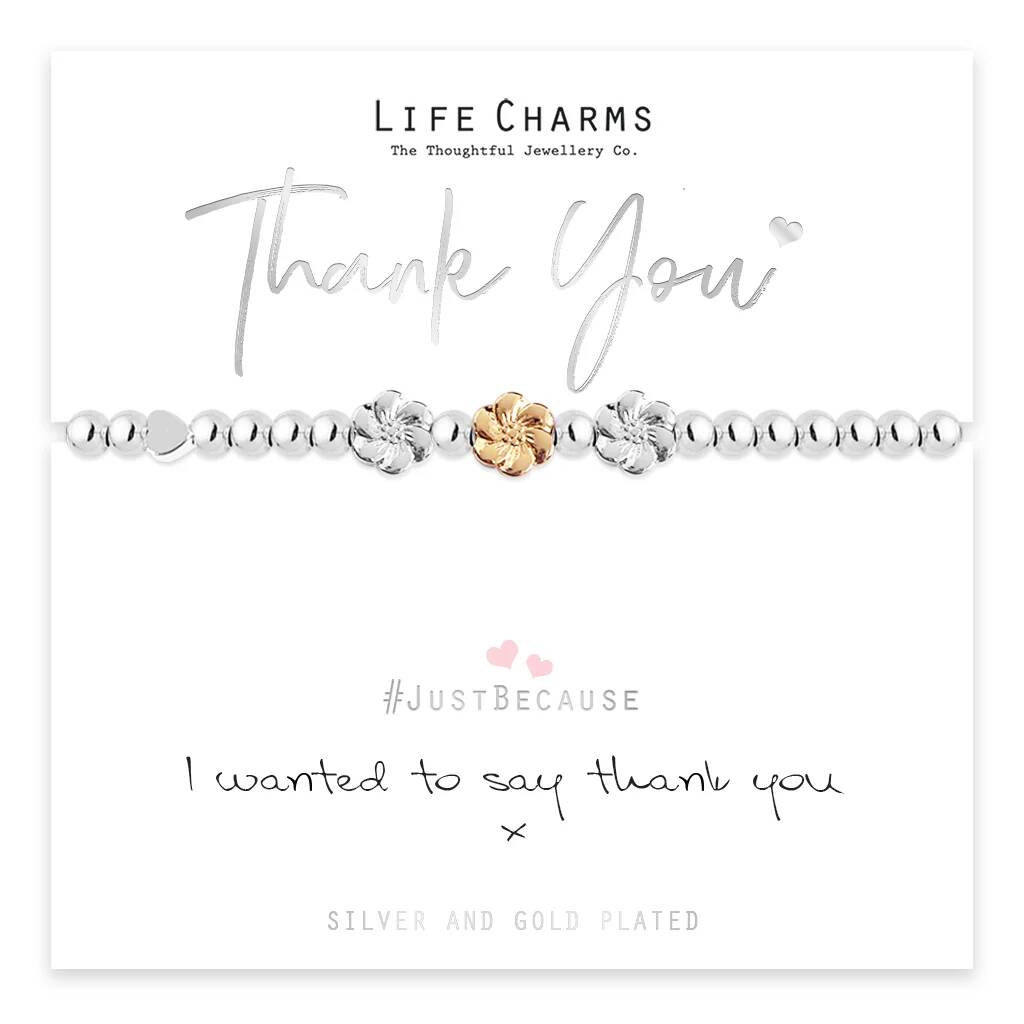 Just Because Silver And Rose Gold Plated Thank You Bracelet, 1 of 3