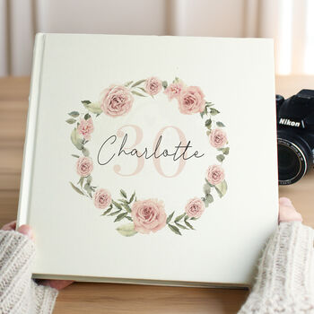 Personalised Floral Wreath Square Photo Album, 6 of 7