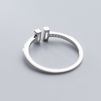 Sterling Silver White Crystal Adjustable Ring, 2 of 5