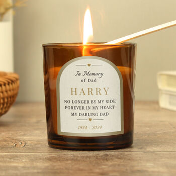 Personalised Memorial Amber Glass Candle, 3 of 3