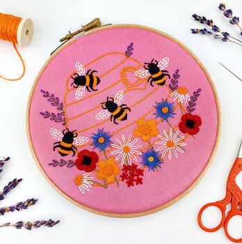 Honey Bees And Wildflower Embroidery Kit, 3 of 9