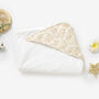 Neutral Floral Organic Cotton Muslin Hooded Baby Towel, thumbnail 4 of 5