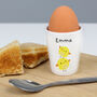 Personalised Name Easter Chicks Ceramic Egg Cup, thumbnail 1 of 3