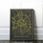 Manchester City Town Map Neon Print, thumbnail 1 of 6