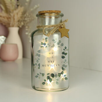 Personalised Botanical LED Glass Jar – Perfect Wedding Gift For Couples, 4 of 5