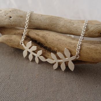 Silver Textured Fern Leaf Necklace, 2 of 3
