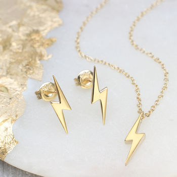 18ct Gold Plated Lightning Stud Earrings, 3 of 8