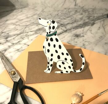 Hand Illustrated Sitting Dalmatian Card With Tiny Bell, 2 of 3