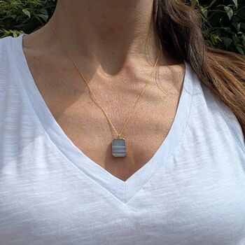 Amethyst Strata Necklace, Grey Toned Horizontal Strata, 5 of 10