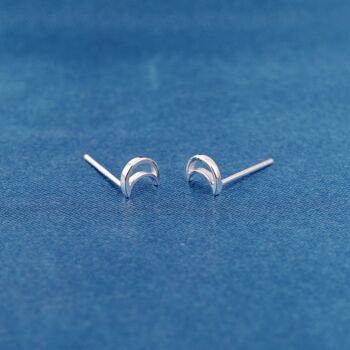 925 Sterling Silver Crescent Moon Stud Earrings, 5 of 7
