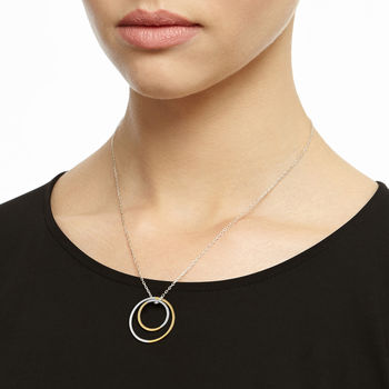 9ct Gold And Sterling Silver Double Circle Necklace, 5 of 8