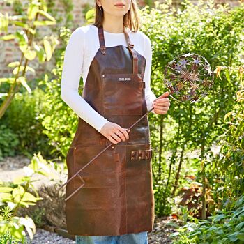 Personalised Dark Brown Leather Apron, 2 of 6