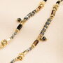 Semi Precious Black And Grey Beaded Pendant Necklace In Gold, thumbnail 3 of 5