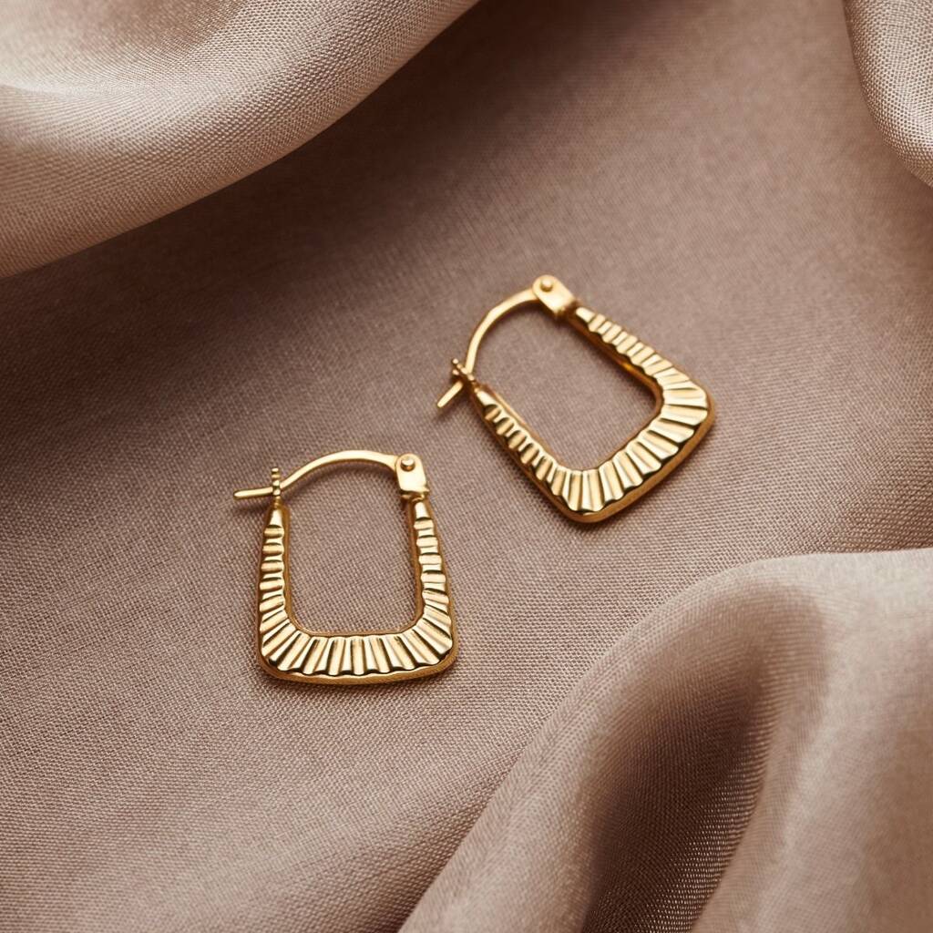 Square 9ct Gold Creole Earrings, 1 of 4