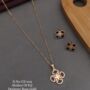 Black Enamel Clover Necklace And Earring Set, thumbnail 4 of 5