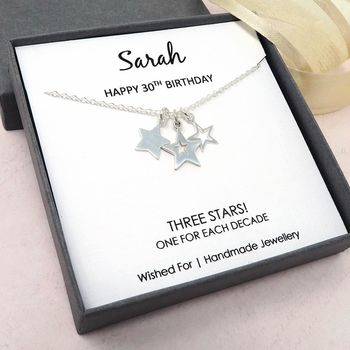 Sterling Silver Stars 30th Birthday Necklace, 2 of 3