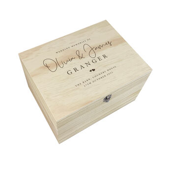 Personalised Wooden Wedding Keepsake Memory Box, 8 of 9