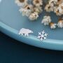 Sterling Silver Polar Bear And Snowflake Stud Earrings, thumbnail 1 of 7