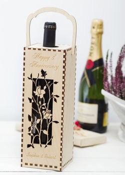 Climbing Roses Personalised Wood Wine Gift Box, 3 of 4