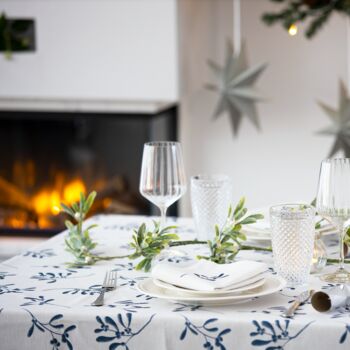 Luxury Designer Christmas Tablecloth Mistletoe White, 7 of 7