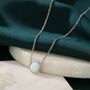 Sterling Silver White Opal Dainty Coin Pendant Necklace, thumbnail 2 of 12