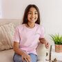 Baby Pink Kids Rainbow Embroidered Laughter T Shirt, thumbnail 1 of 4