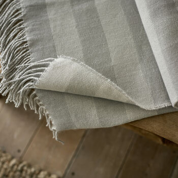 Elgin Supersoft Stripe Throw Grey With Tassels, 3 of 3