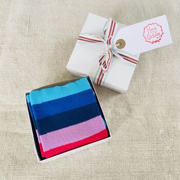 Pair Of Eco Friendly Stripy Ladies Socks ~ Boxed, 4 of 6
