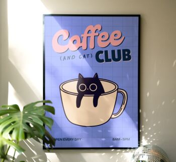 Coffee Cat Club Wall Art Print, 3 of 5