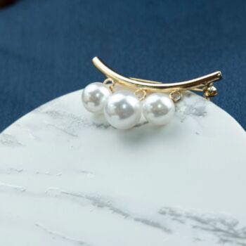 Silver Three White Pearl Teenager Schoolbag Brooch Pin, 2 of 7