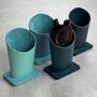 Personalised Recycled Leather Glasses Stand With Suede, thumbnail 5 of 12