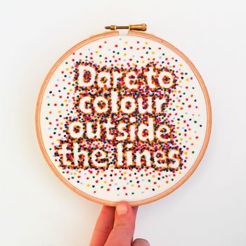 Rainbow Hand Embroidery Inspirational Quote Hoop Art, 4 of 4