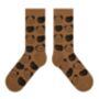 Brown And Black Dog Face Mid Calf Length Socks, thumbnail 2 of 3