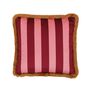 Trapeze Boy Double Sided Velvet Cushion Deep Berry Red And Stripes, thumbnail 5 of 6