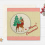 Retro Style Festive Deer Christmas Card, thumbnail 1 of 3